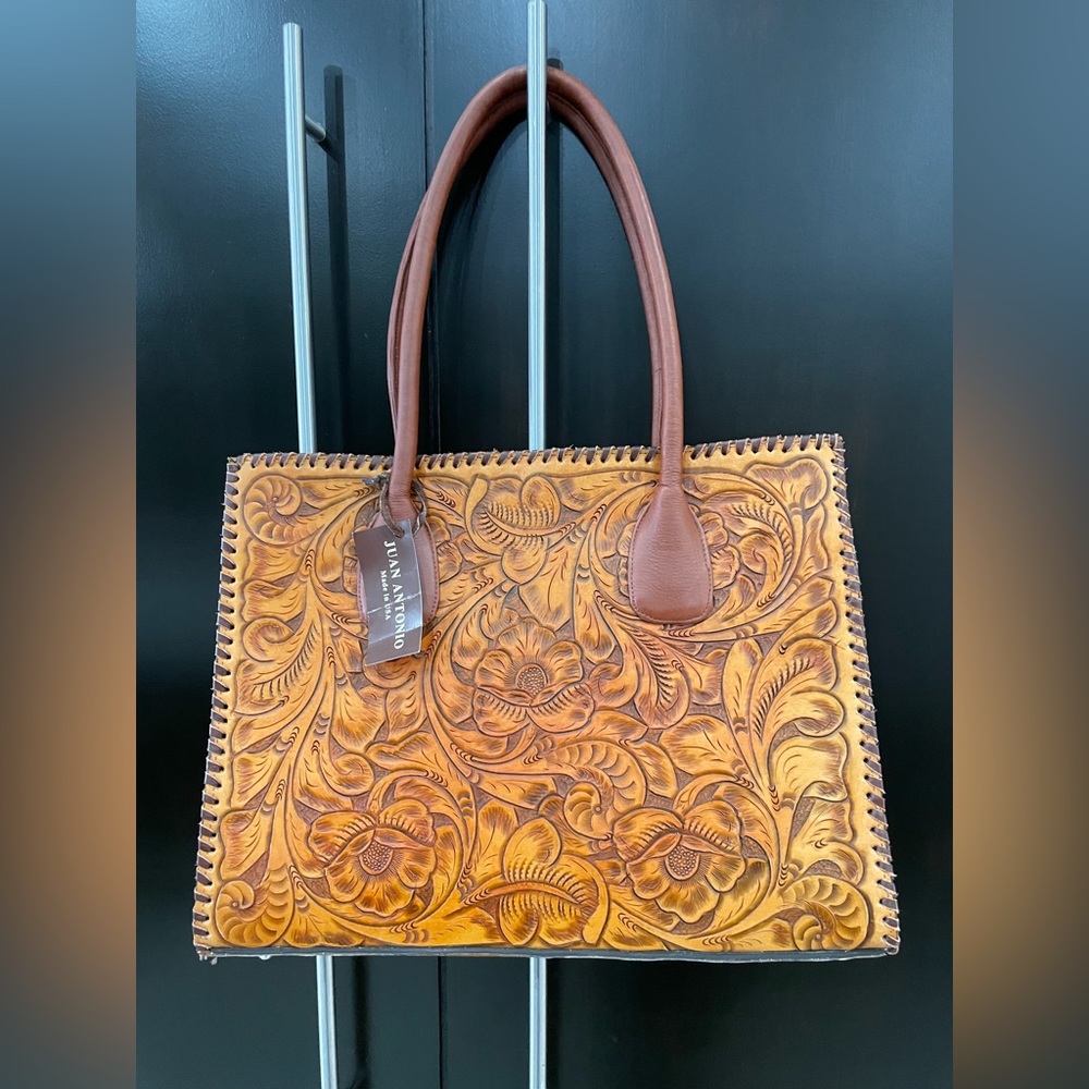 Juan Antonio punched leather bag NWT